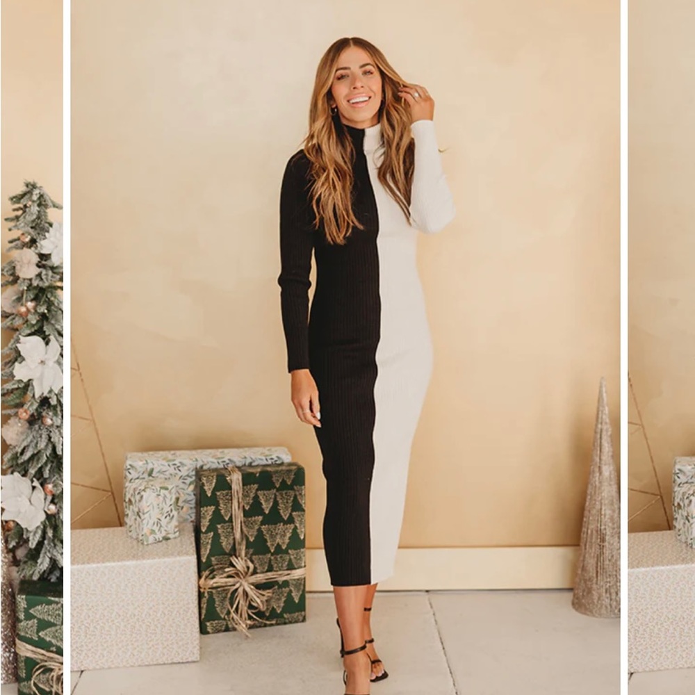 Black and Cream Turtleneck Dress, worn once